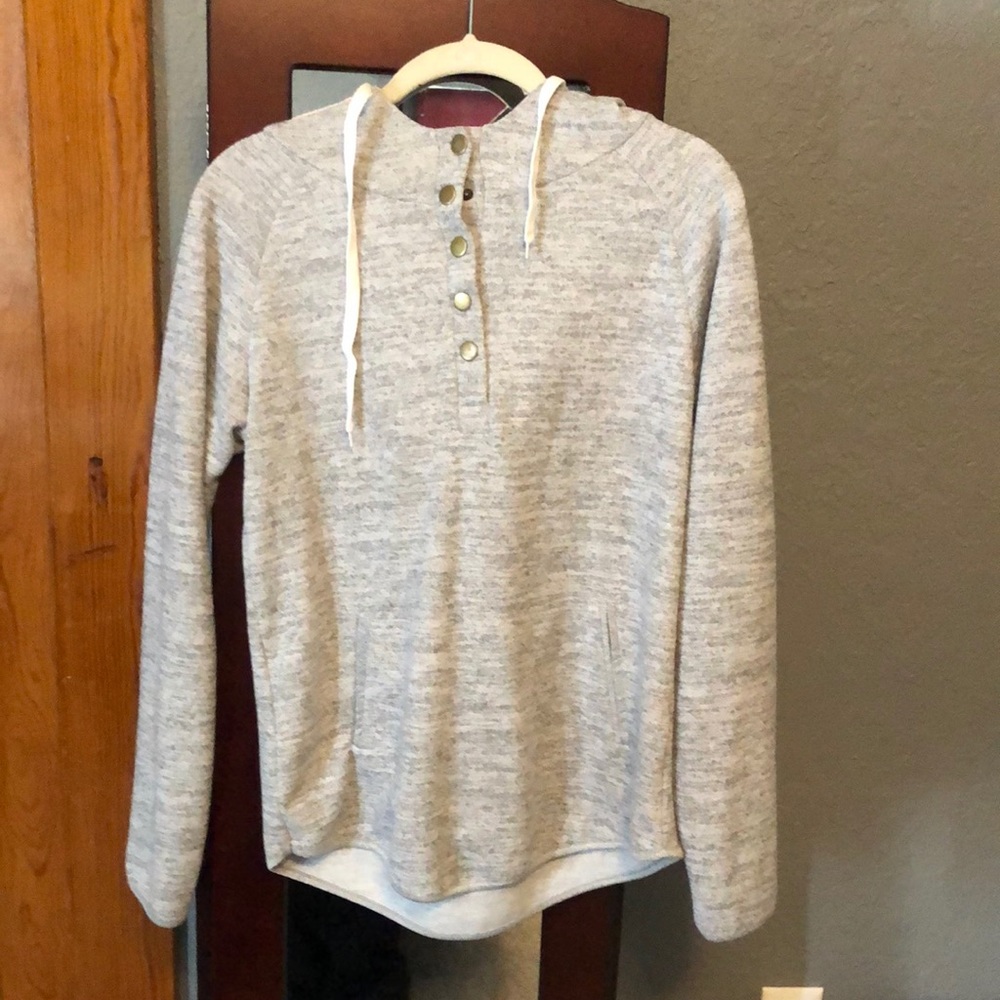Grey button up sweatshirt